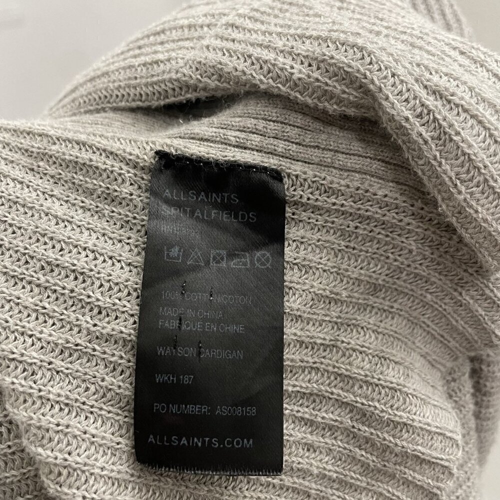 AllSaints Shawl Collar Exposed Seam Drape Cardigan Sweater Pockets Gray size 8 - Picture 7 of 7